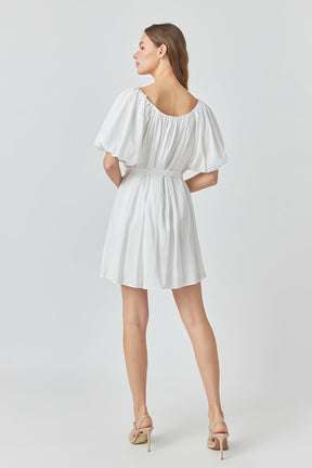 ENDLESS ROSE - Endless Rose - Pleated Detail Puff Sleeve Mini Dress - DRESSES available at Objectrare