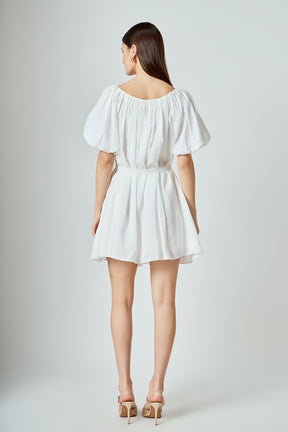 ENDLESS ROSE - Pleated Detail Puff Sleeve Mini Dress - DRESSES available at Objectrare