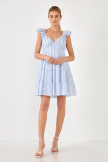 Gingham Printed Tiered Mini Dress