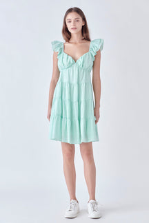 Gingham Printed Tiered Mini Dress