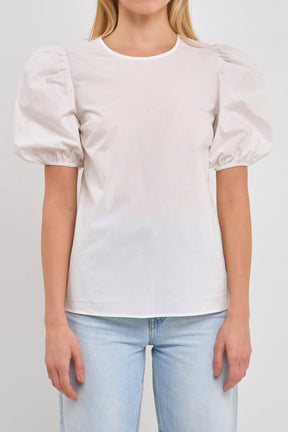 ENGLISH FACTORY - English Factory - Open Back Bow Detail Top with Puff Sleeves - TOPS available at Objectrare