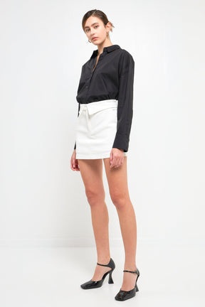 ENDLESS ROSE - Fold Waist Mini Skort - SKORTS available at Objectrare