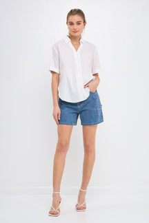 ENGLISH FACTORY - English Factory - Side Slit Long Shirt - SHIRTS & BLOUSES available at Objectrare