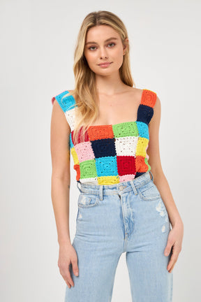 ENGLISH FACTORY - English Factory - Colorblock Crochet Tank Top - CAMI TOPS & TANK available at Objectrare