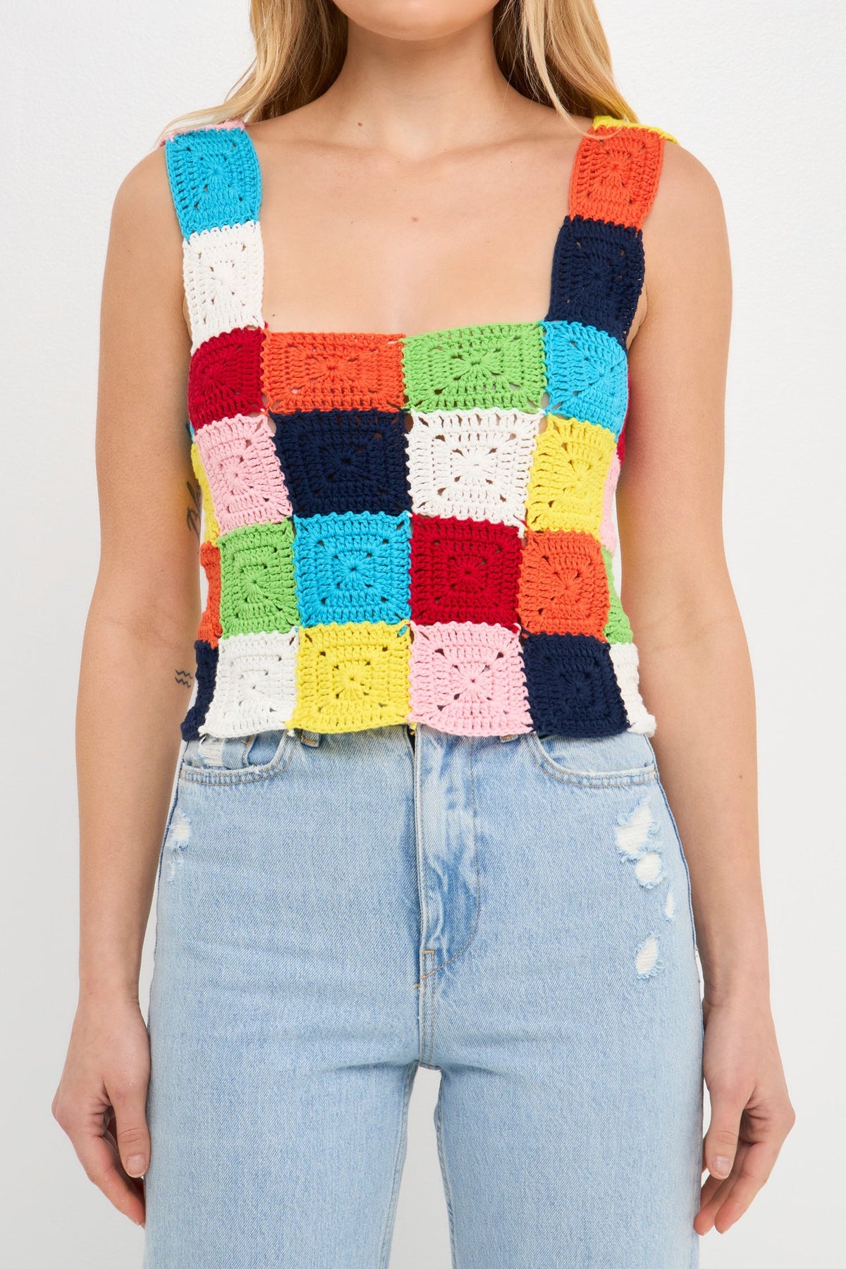 ENGLISH FACTORY - English Factory - Colorblock Crochet Tank Top - CAMI TOPS & TANK available at Objectrare