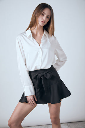 ENDLESS ROSE - Flounce Mini Skort with Waist Tie - SKORTS available at Objectrare