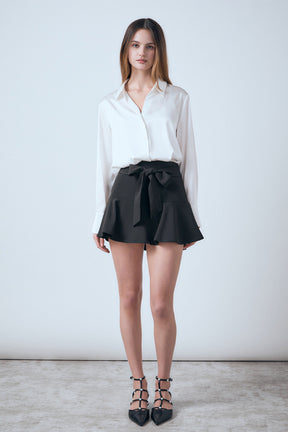 ENDLESS ROSE - Flounce Mini Skort with Waist Tie - SKORTS available at Objectrare