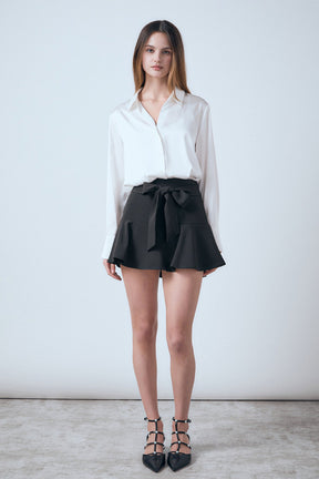 ENDLESS ROSE - Flounce Mini Skort with Waist Tie - SKORTS available at Objectrare