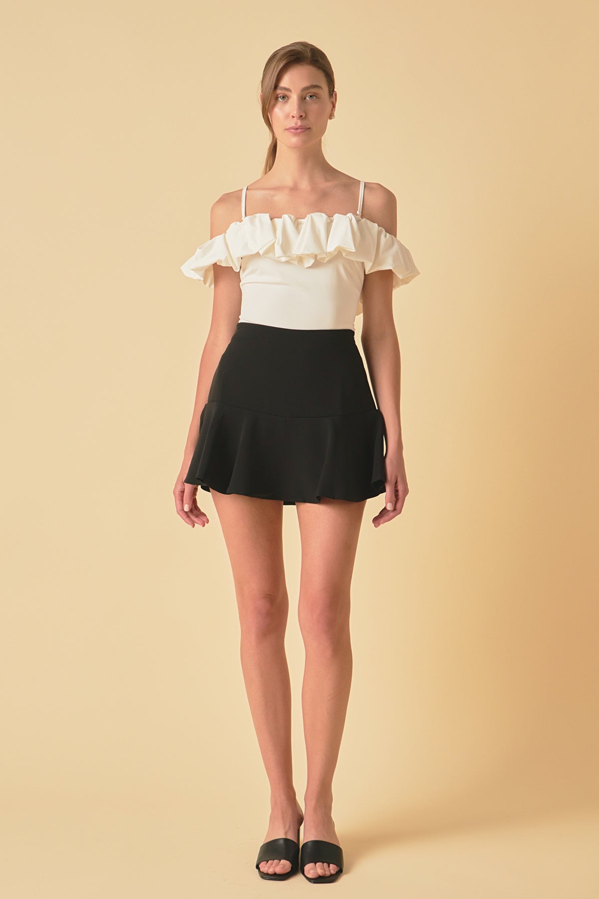 ENDLESS ROSE - Flounce Mini Skort with Waist Tie - SKORTS available at Objectrare