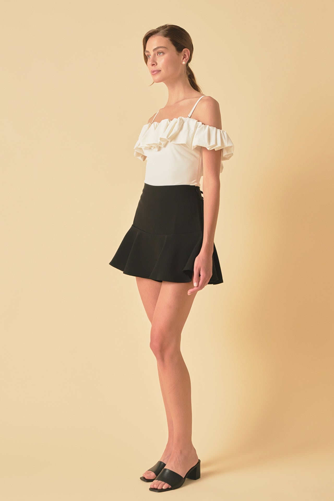 ENDLESS ROSE - Endless Rose - Flounce Mini Skort with Waist Tie - SKORTS available at Objectrare