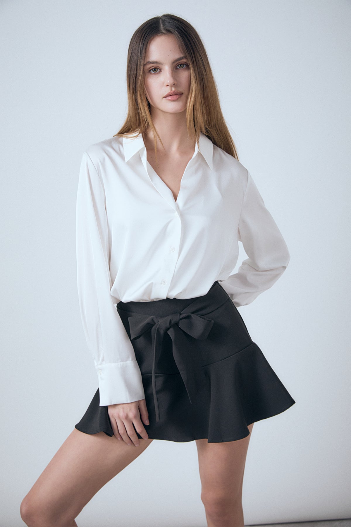 ENDLESS ROSE - Flounce Mini Skort with Waist Tie - SKORTS available at Objectrare