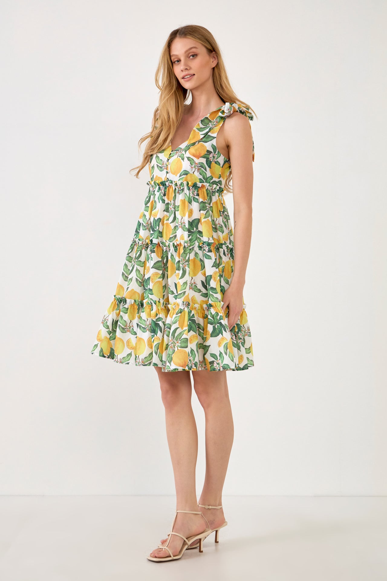 ENGLISH FACTORY - English Factory - Lemon Print Tiered Mini Dress - DRESSES available at Objectrare