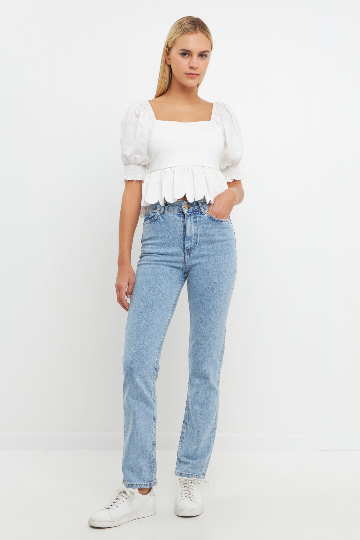 Mixed Media Scalloped Edge Top