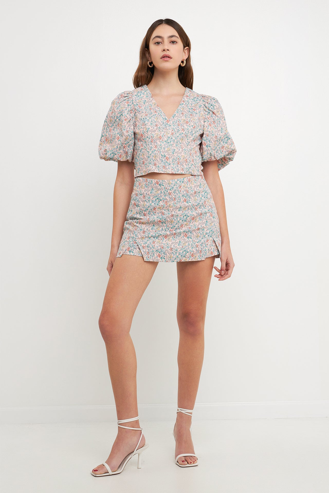 ENDLESS ROSE - Endless Rose -Floral Cut Detail Mini Skort - SKORTS available at Objectrare