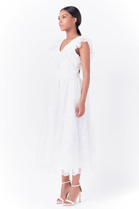 ENDLESS ROSE - Floral Embroidery Organza Midi Dress - DRESSES available at Objectrare