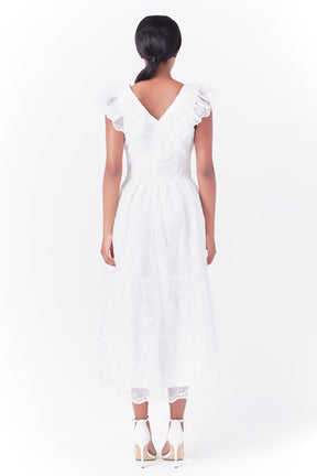 ENDLESS ROSE - Floral Embroidery Organza Midi Dress - DRESSES available at Objectrare