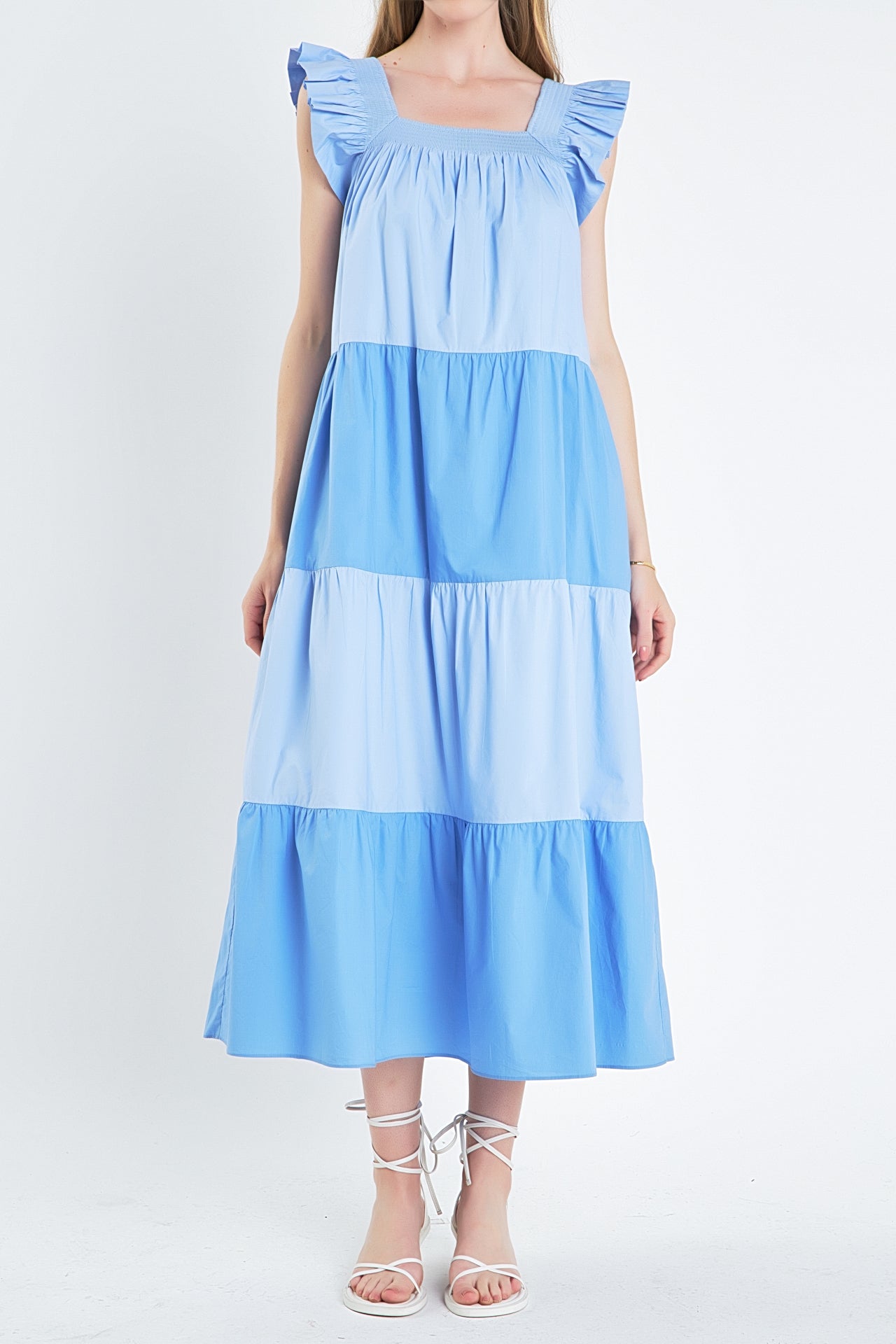 ENGLISH FACTORY - English Factory - Ruffle Detail Colorblock Midi Dress - DRESSES available at Objectrare