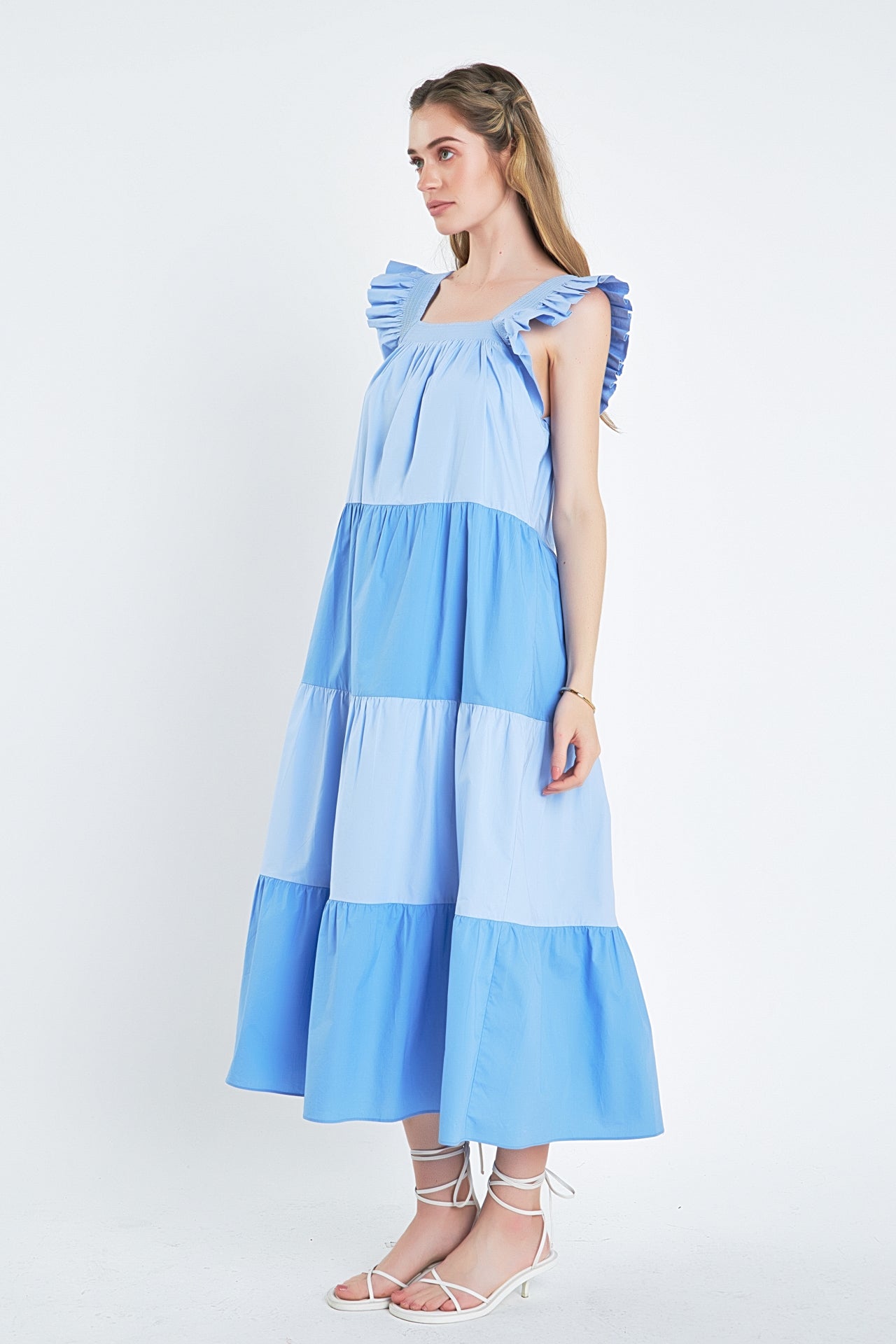 ENGLISH FACTORY - English Factory - Ruffle Detail Colorblock Midi Dress - DRESSES available at Objectrare