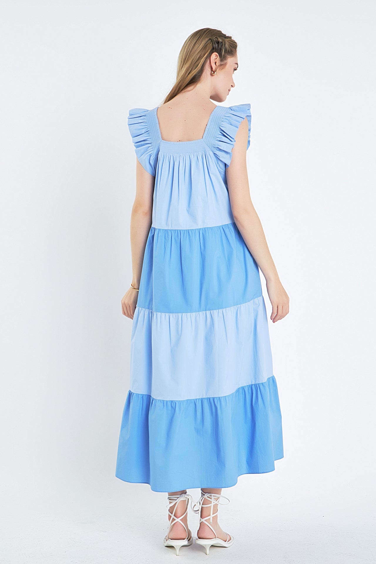 ENGLISH FACTORY - English Factory - Ruffle Detail Colorblock Midi Dress - DRESSES available at Objectrare