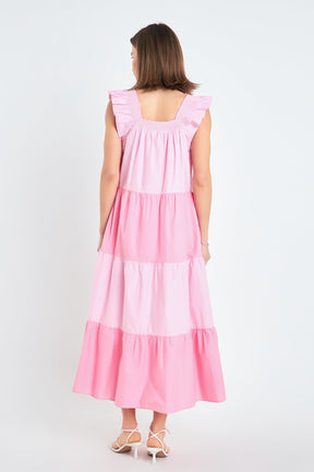 ENGLISH FACTORY - Ruffle Detail Colorblock Midi Dress - DRESSES available at Objectrare