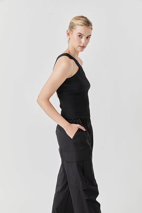 GREY LAB - Asymmetrical One-Shoulder Knit Tank Top - CAMI TOPS & TANK available at Objectrare
