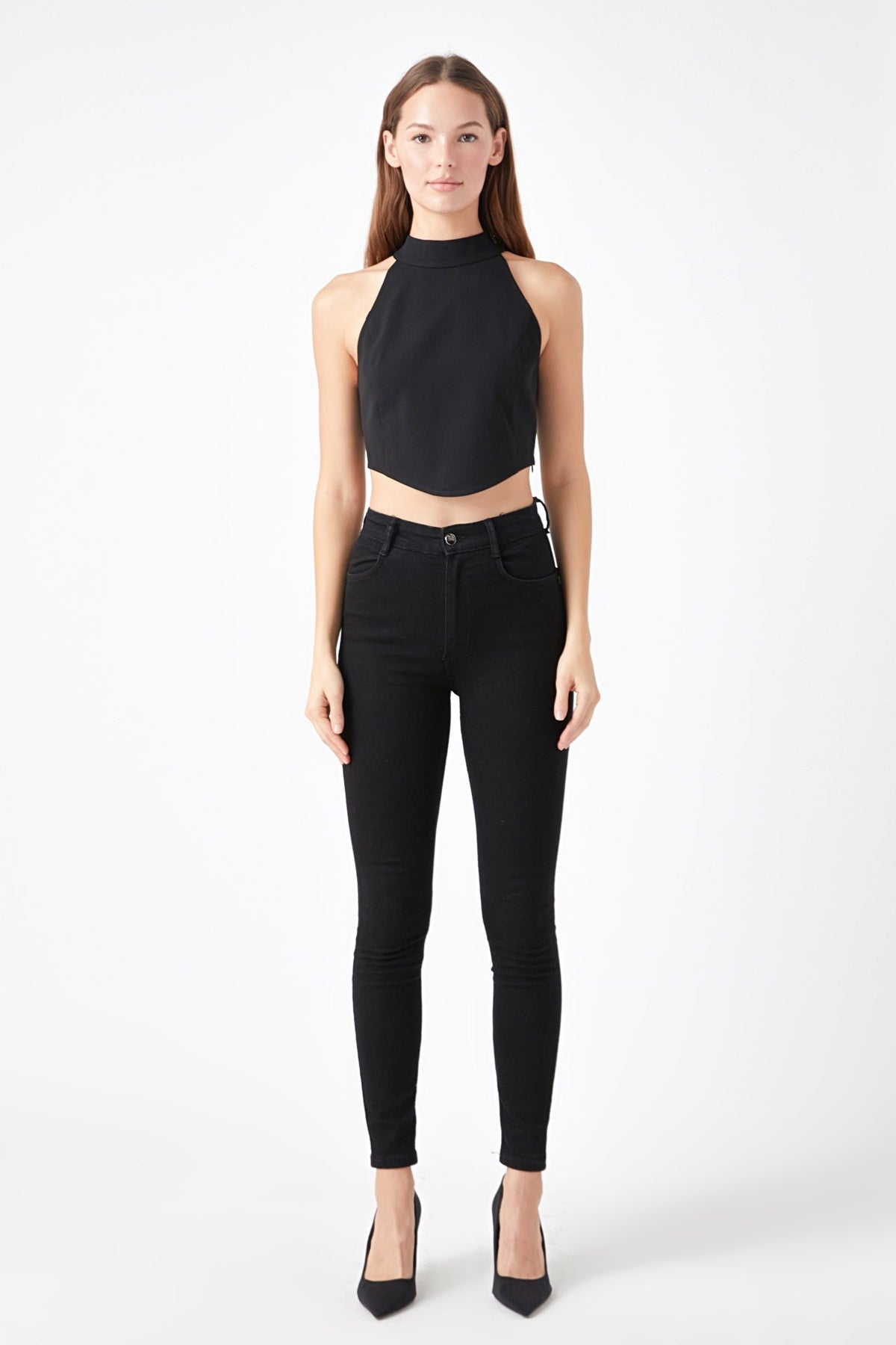 ENDLESS ROSE - Back Tie Detail Halter Neck Top - TOPS available at Objectrare