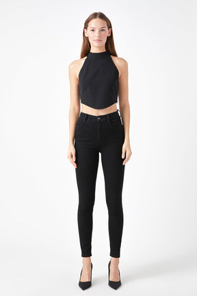 ENDLESS ROSE - Back Tie Detail Halter Neck Top - TOPS available at Objectrare