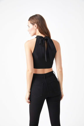 ENDLESS ROSE - Endless Rose - Back Tie Detail Halter Neck Top - TOPS available at Objectrare