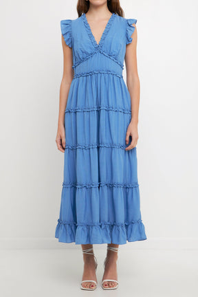 ENDLESS ROSE - Ruffle Detail Tiered Long Dress - DRESSES available at Objectrare