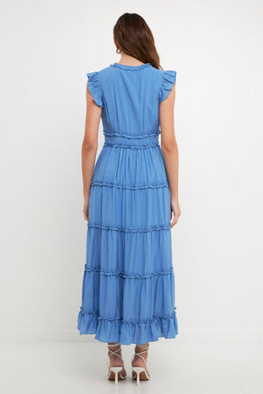 ENDLESS ROSE - Ruffle Detail Tiered Long Dress - DRESSES available at Objectrare
