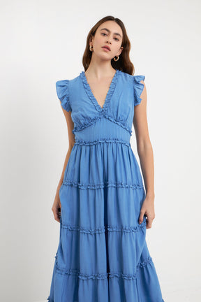 ENDLESS ROSE - Ruffle Detail Tiered Long Dress - DRESSES available at Objectrare