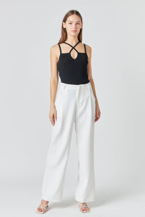 Strap Detail Fitted Knit Top