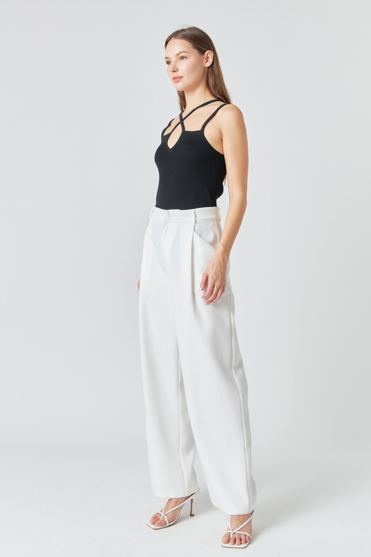 Strap Detail Fitted Knit Top