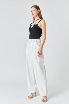 Strap Detail Fitted Knit Top