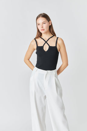 Strap Detail Fitted Knit Top