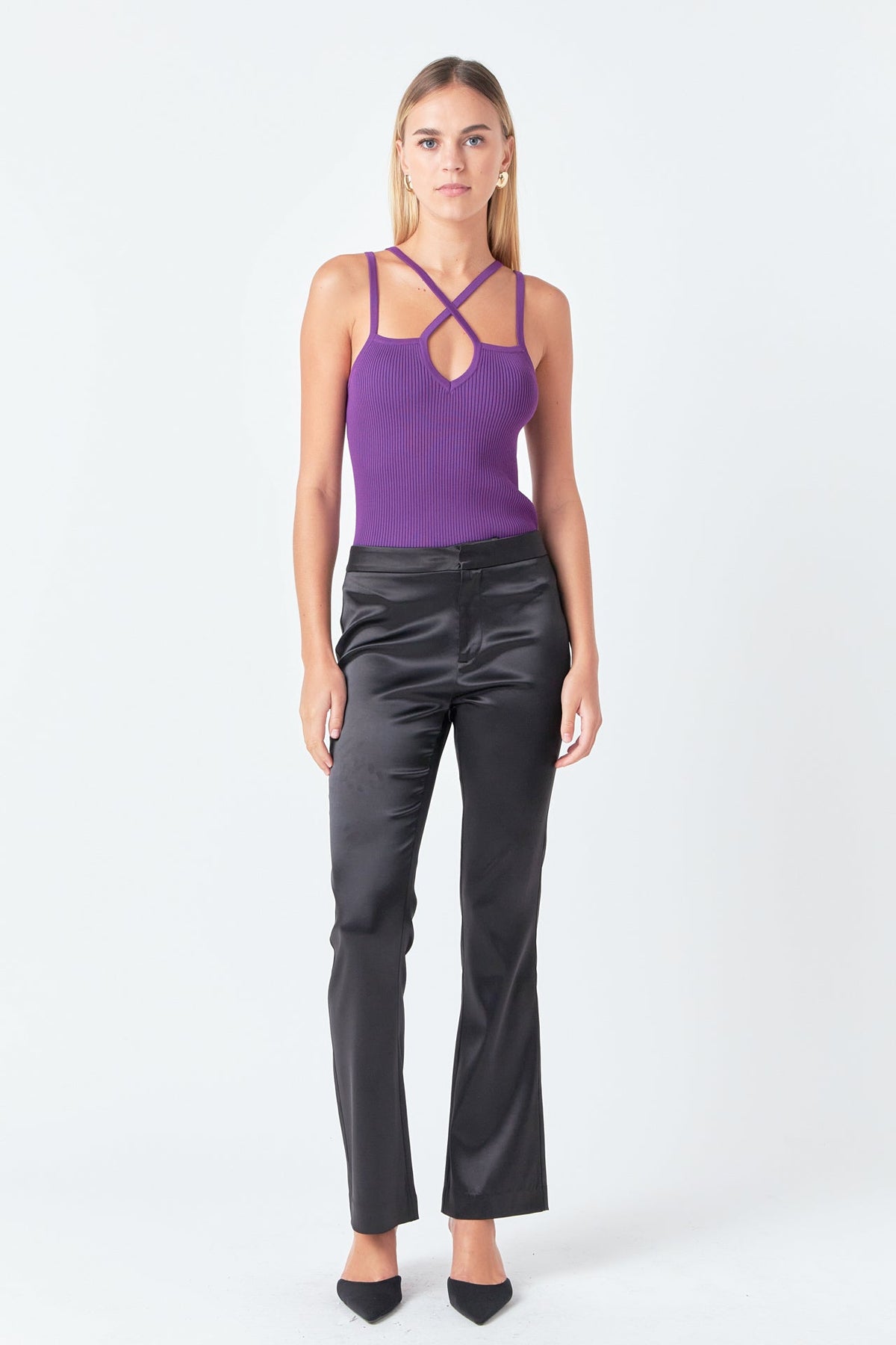 Strap Detail Fitted Knit Top