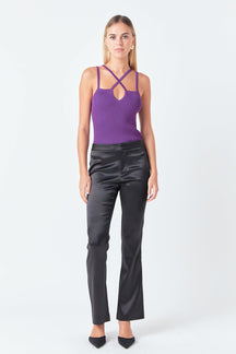 Strap Detail Fitted Knit Top