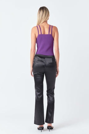 Strap Detail Fitted Knit Top