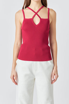 Strap Detail Fitted Knit Top