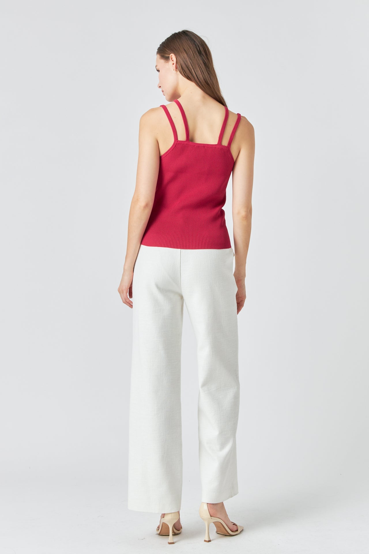 ENDLESS ROSE - Strap Detail Fitted Knit Top - CAMI TOPS & TANK available at Objectrare