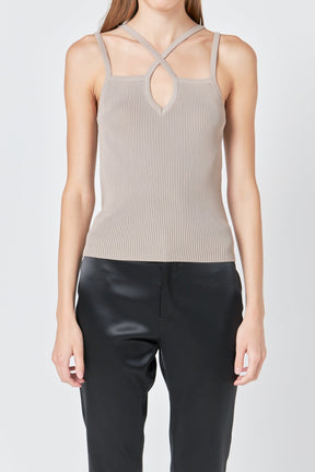 ENDLESS ROSE - Endless Rose - Strap Detail Fitted Knit Top - CAMI TOPS & TANK available at Objectrare