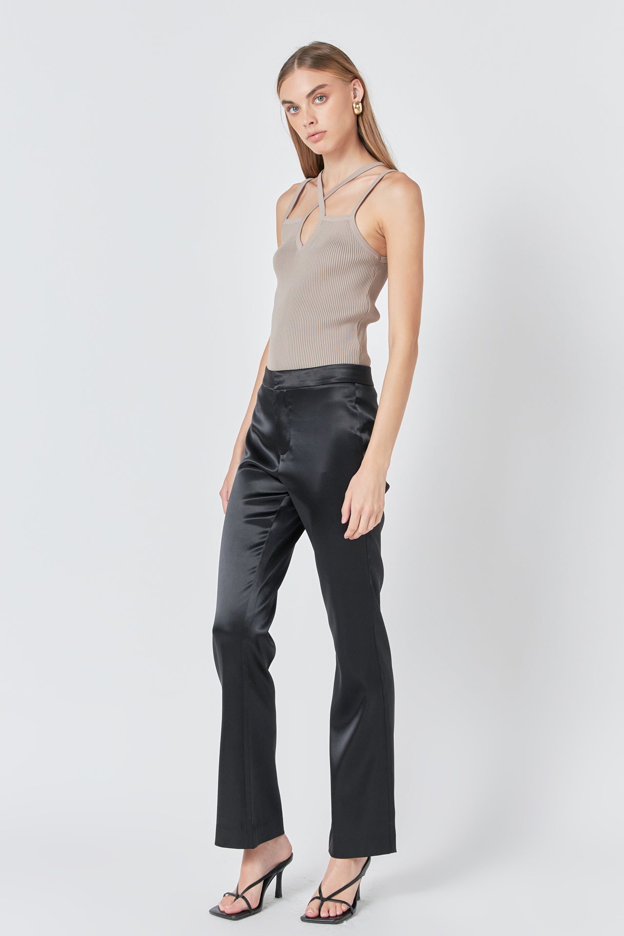 Strap Detail Fitted Knit Top