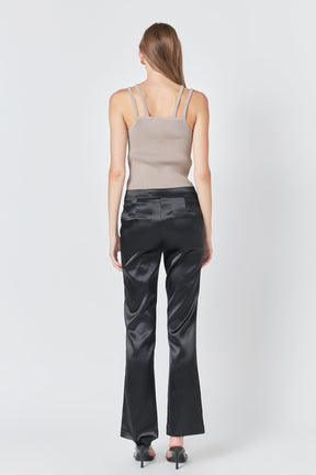 Strap Detail Fitted Knit Top