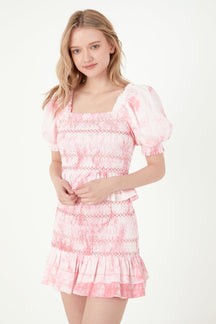 FREE THE ROSES - Tie dye Smocking Detail Mini Skirt - SKIRTS available at Objectrare