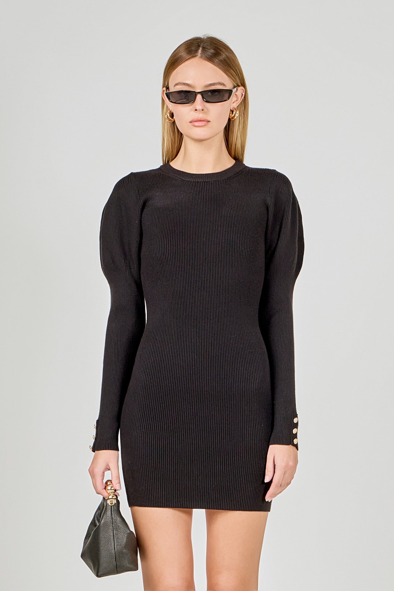 ENDLESS ROSE - Puff Sleeve Knit Dress - DRESSES available at Objectrare