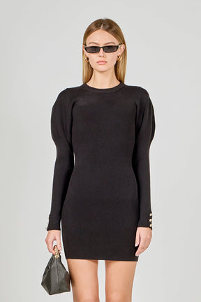 ENDLESS ROSE - Puff Sleeve Knit Dress - DRESSES available at Objectrare