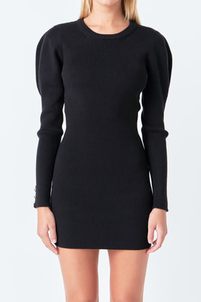 ENDLESS ROSE - Puff Sleeve Knit Dress - DRESSES available at Objectrare