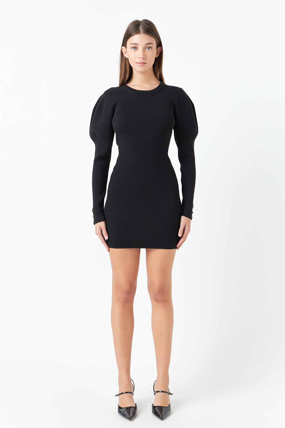ENDLESS ROSE - Puff Sleeve Knit Dress - DRESSES available at Objectrare