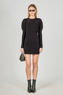 ENDLESS ROSE - Puff Sleeve Knit Dress - DRESSES available at Objectrare