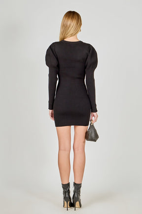 ENDLESS ROSE - Puff Sleeve Knit Dress - DRESSES available at Objectrare